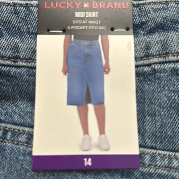 Lucky Brand Women's Midi Denim Skirt nwt - Picture 9 of 9